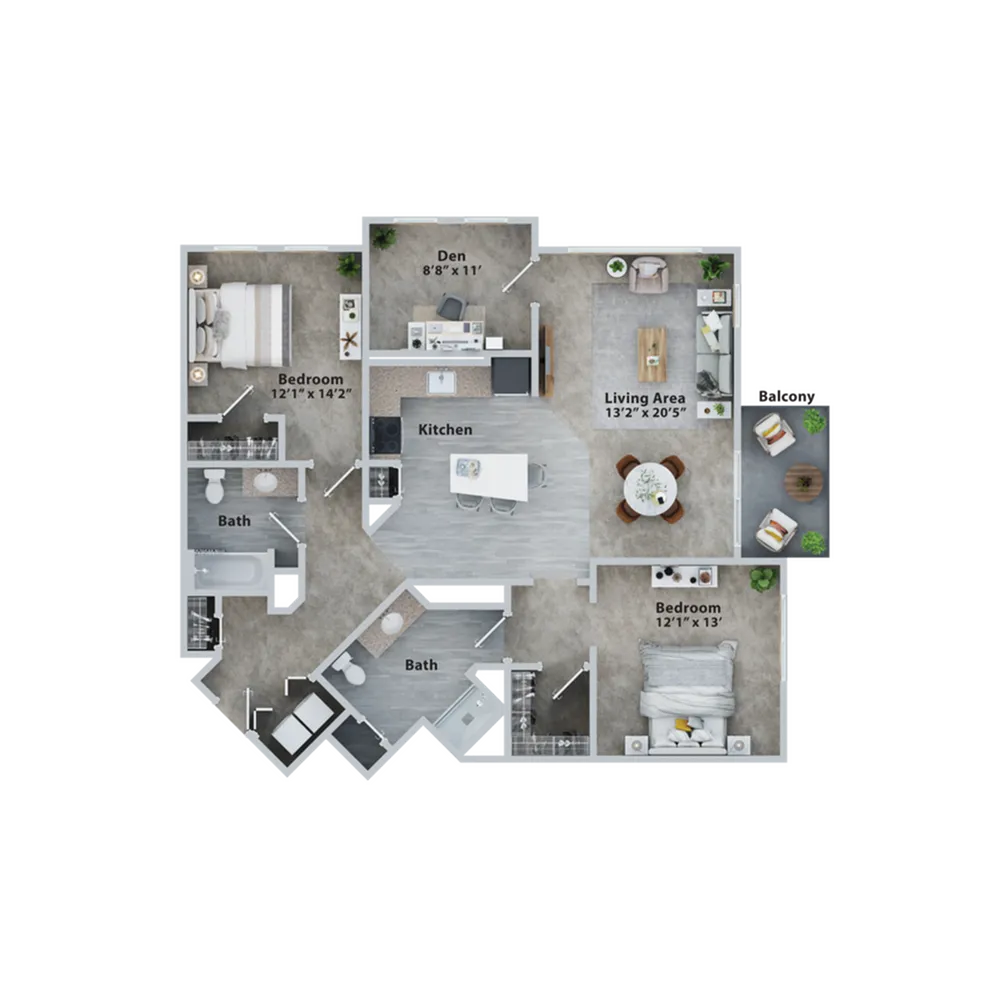 2x2 Den (1376 SF)