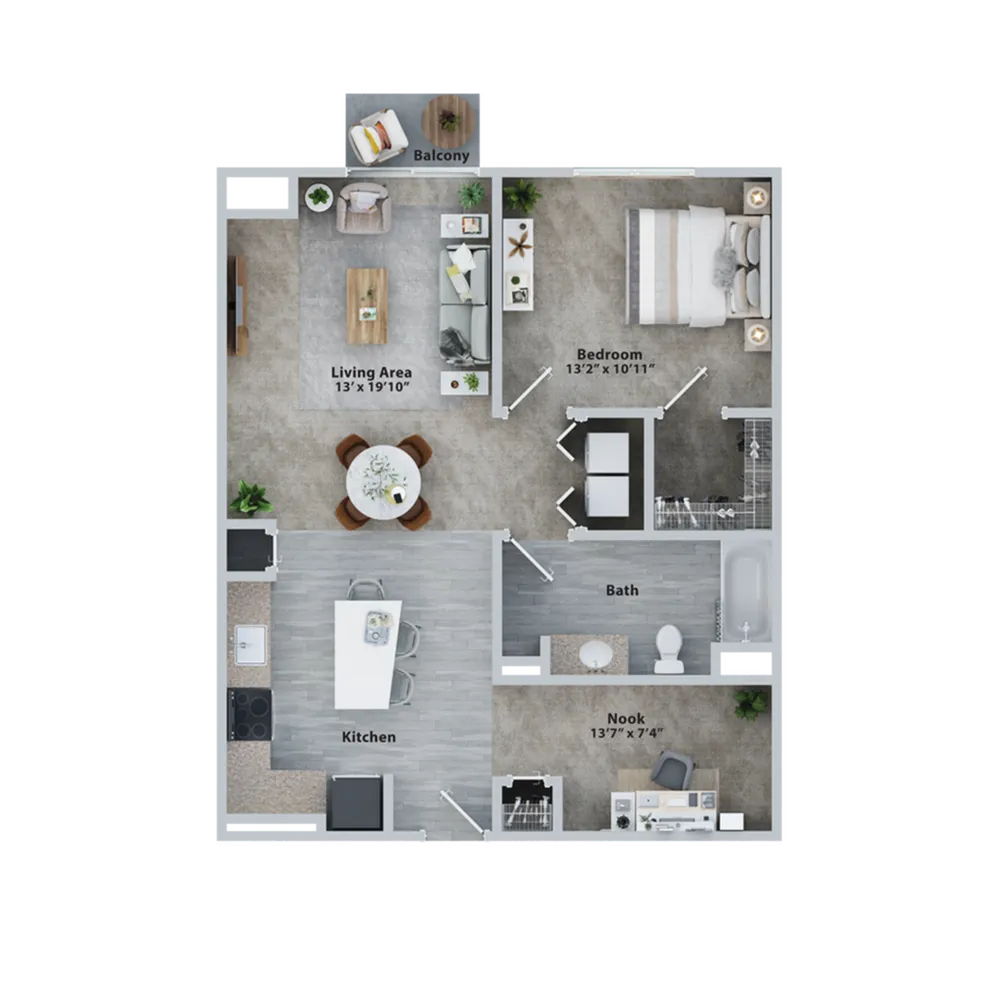 1x1 (906 SF)