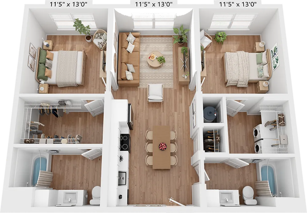 B2H | 2x2 | 994 sf