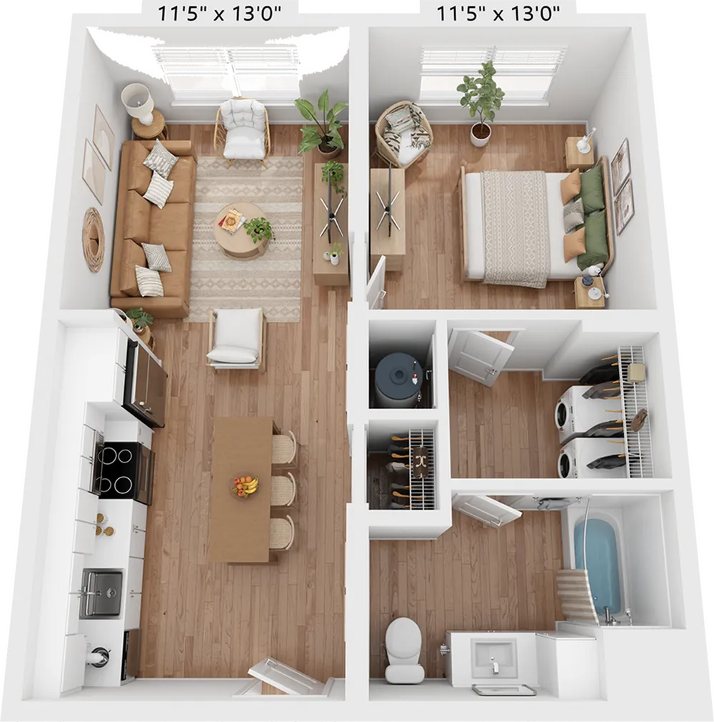 A1H | 1x1 | 662 sf