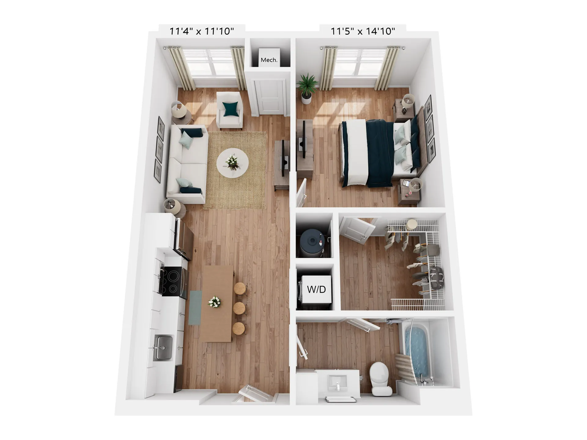 A2.1 | 1x1 | 708 sq ft