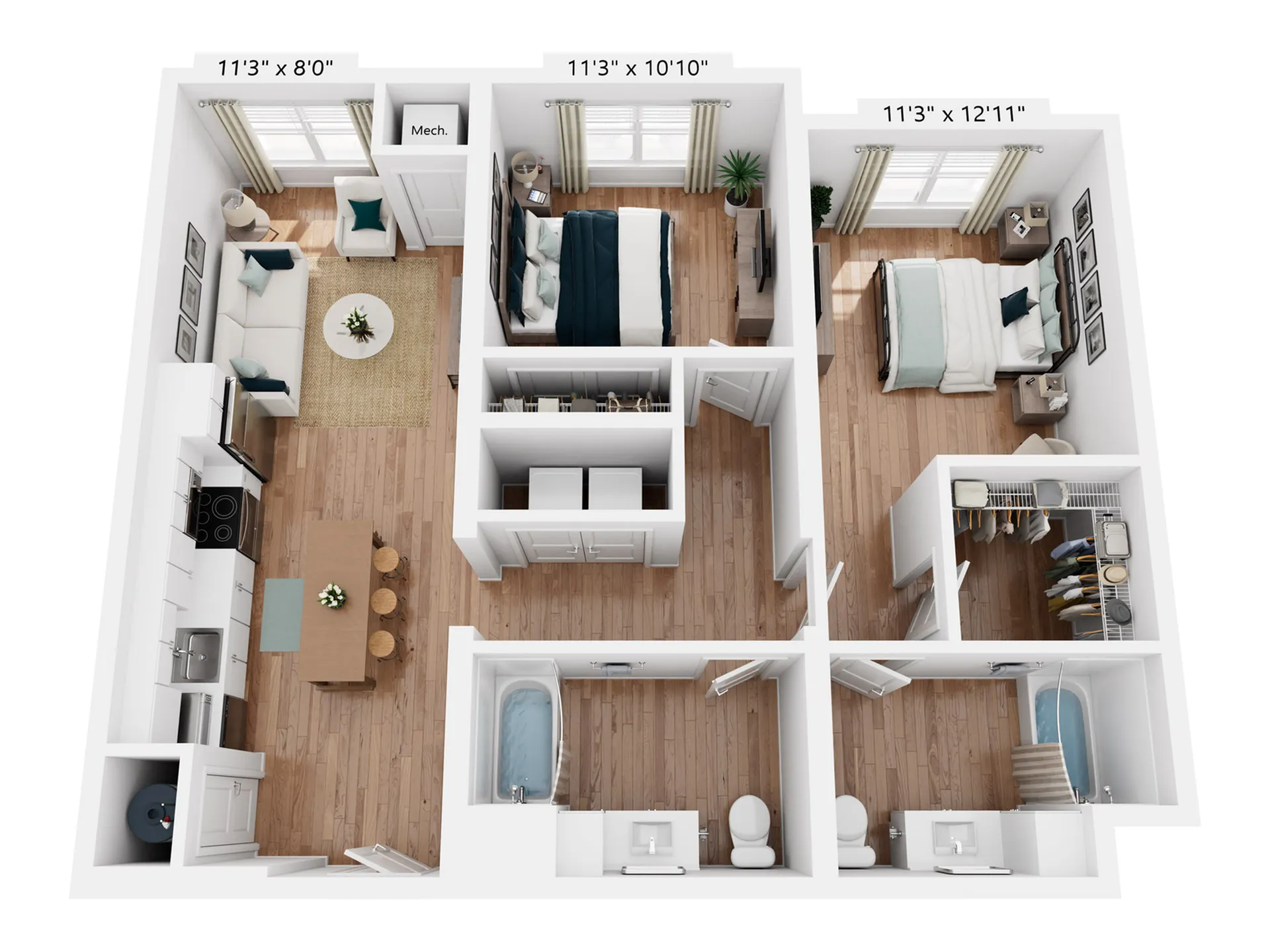 B2H | 2x2 | 1,028 sq ft