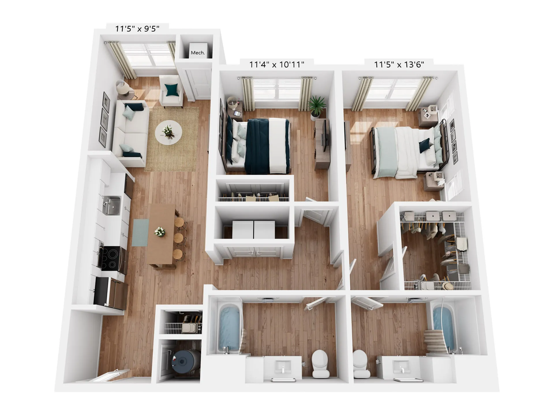 B4 | 2x2 | 1,101 sq ft