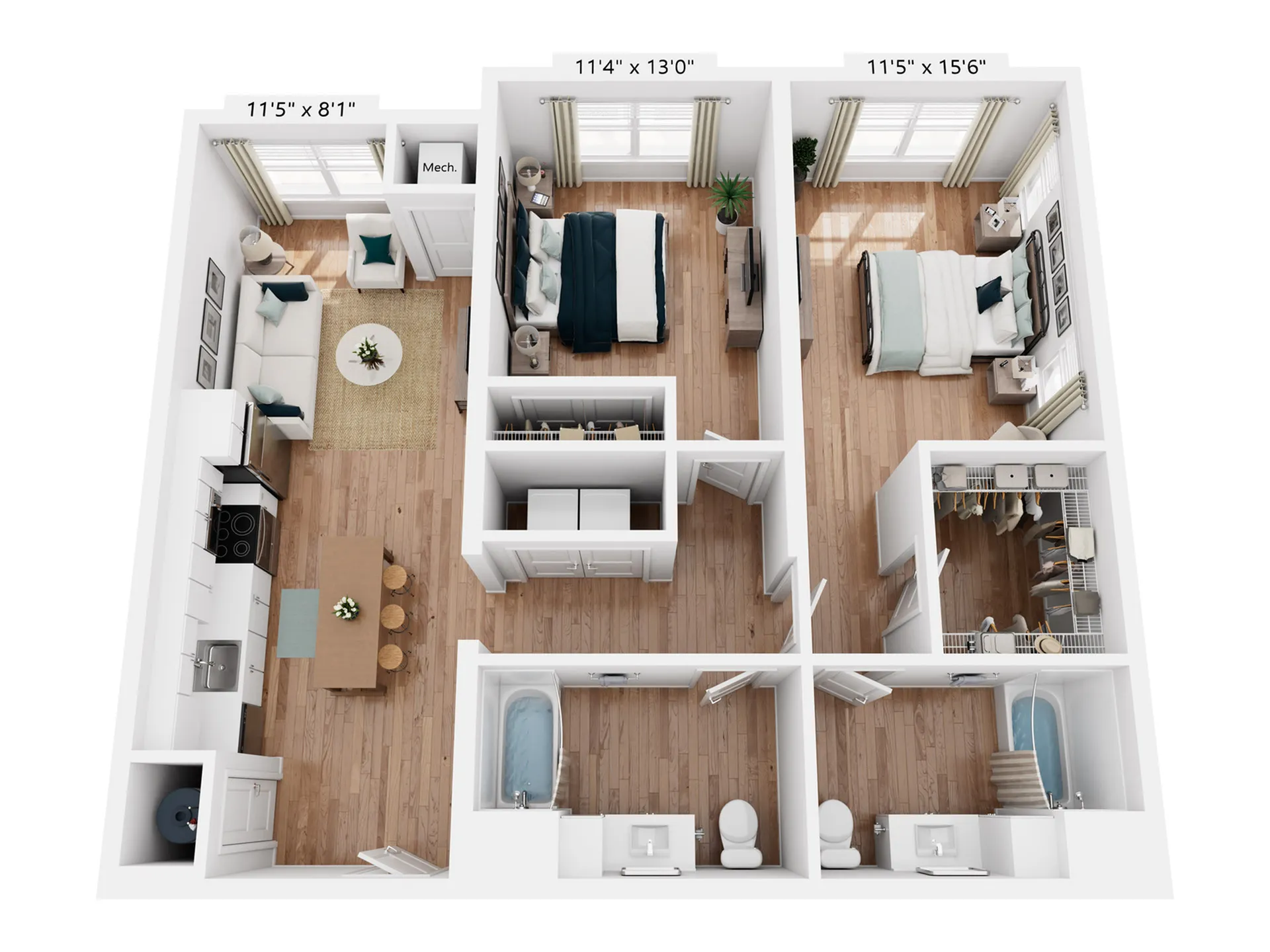 B6 | 2x2 | 1,104 sq ft