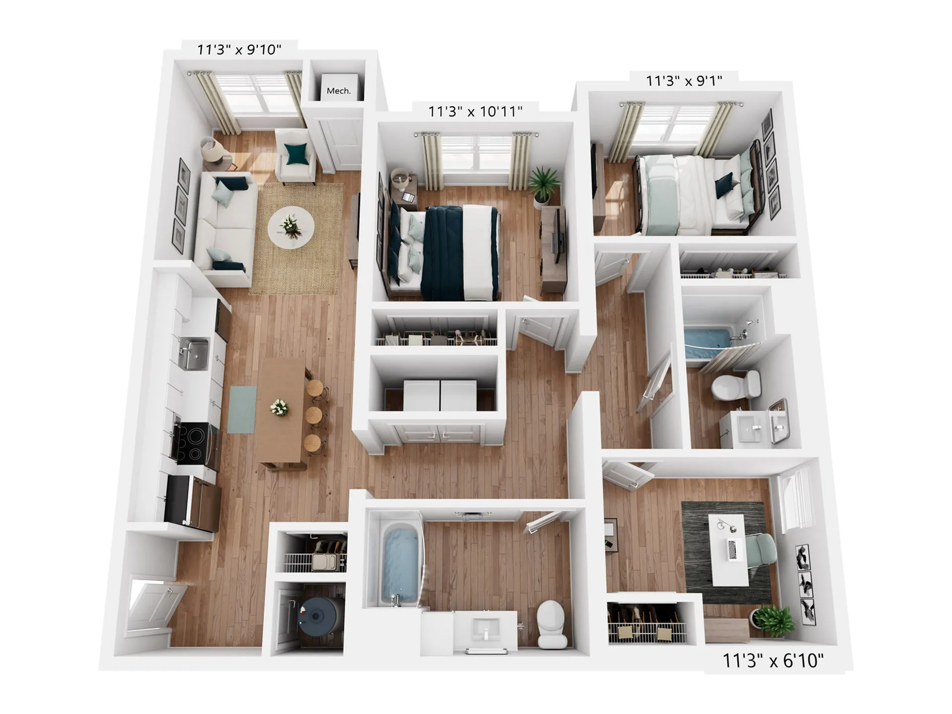 C1H | 3x2 | 1,132 sq ft