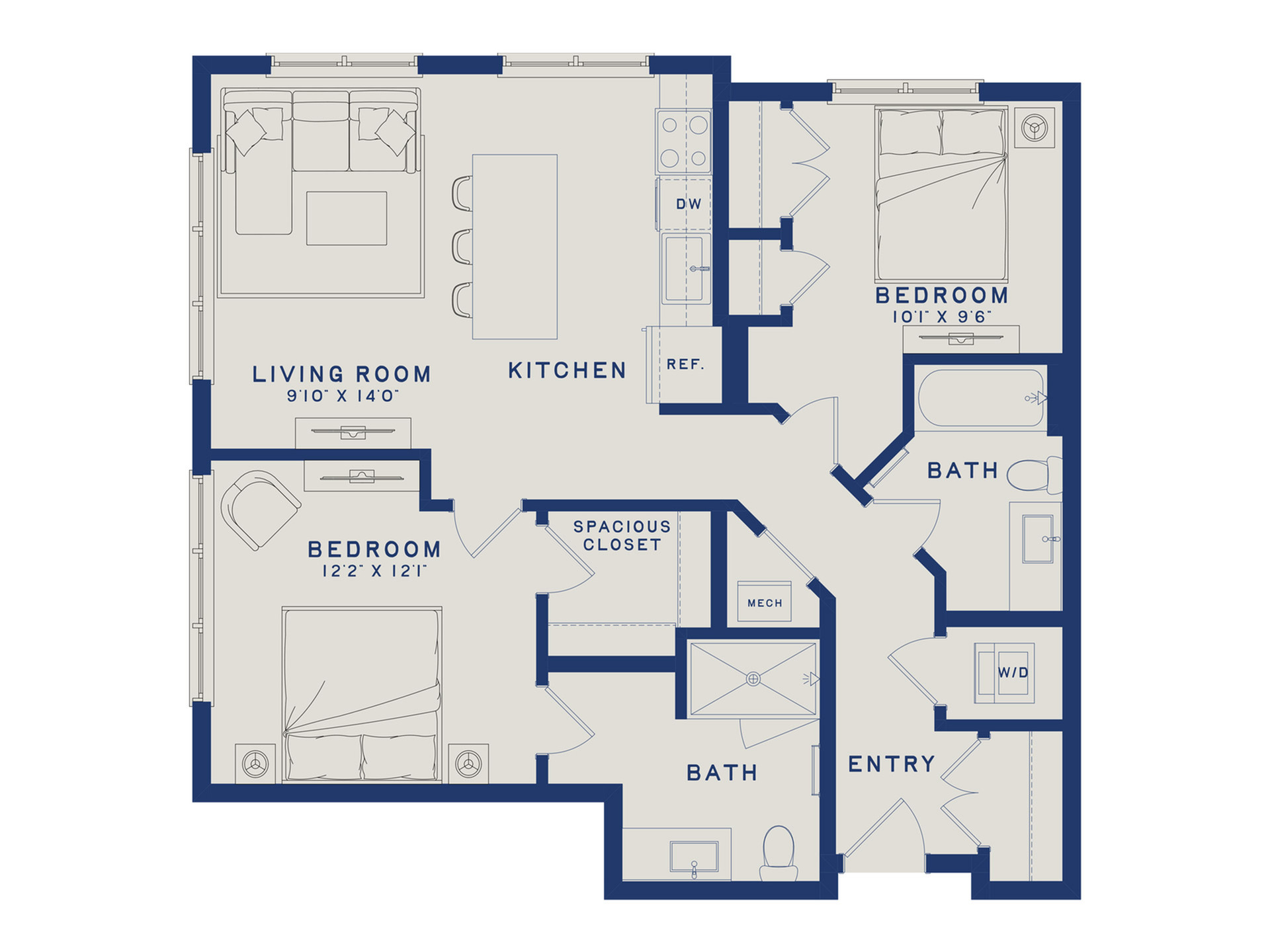 B2 | 2x2 | 950 sq ft