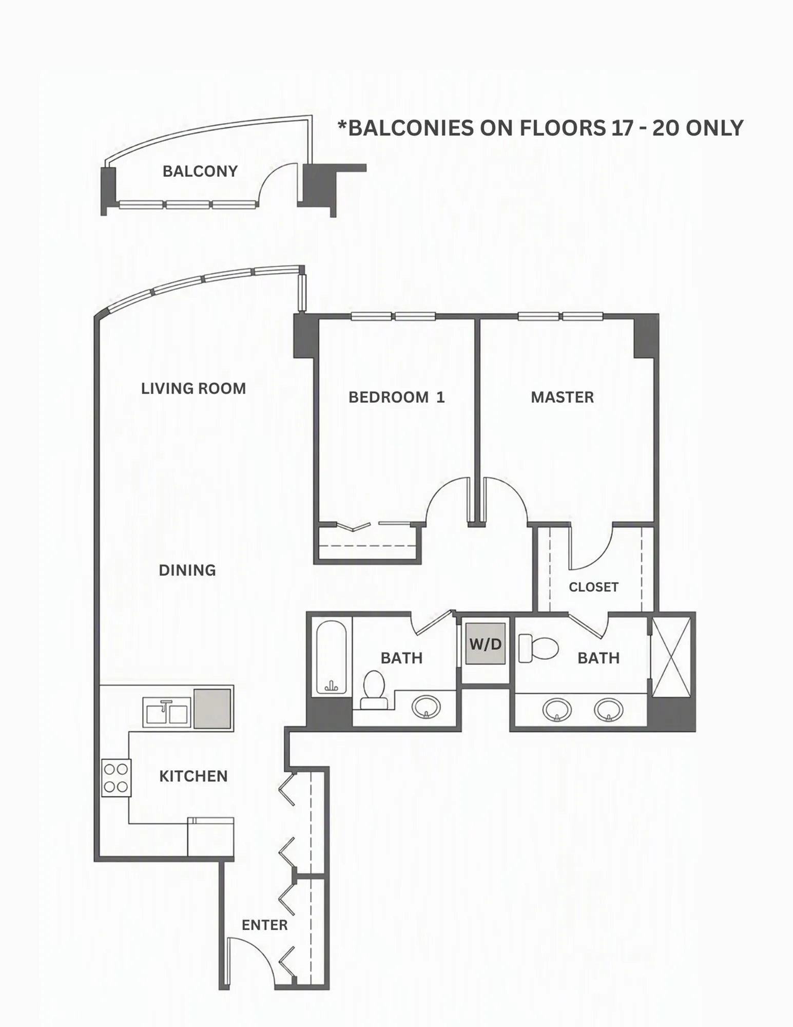 Plan 1 | 2 bed 2 bath | from 1267 square feet