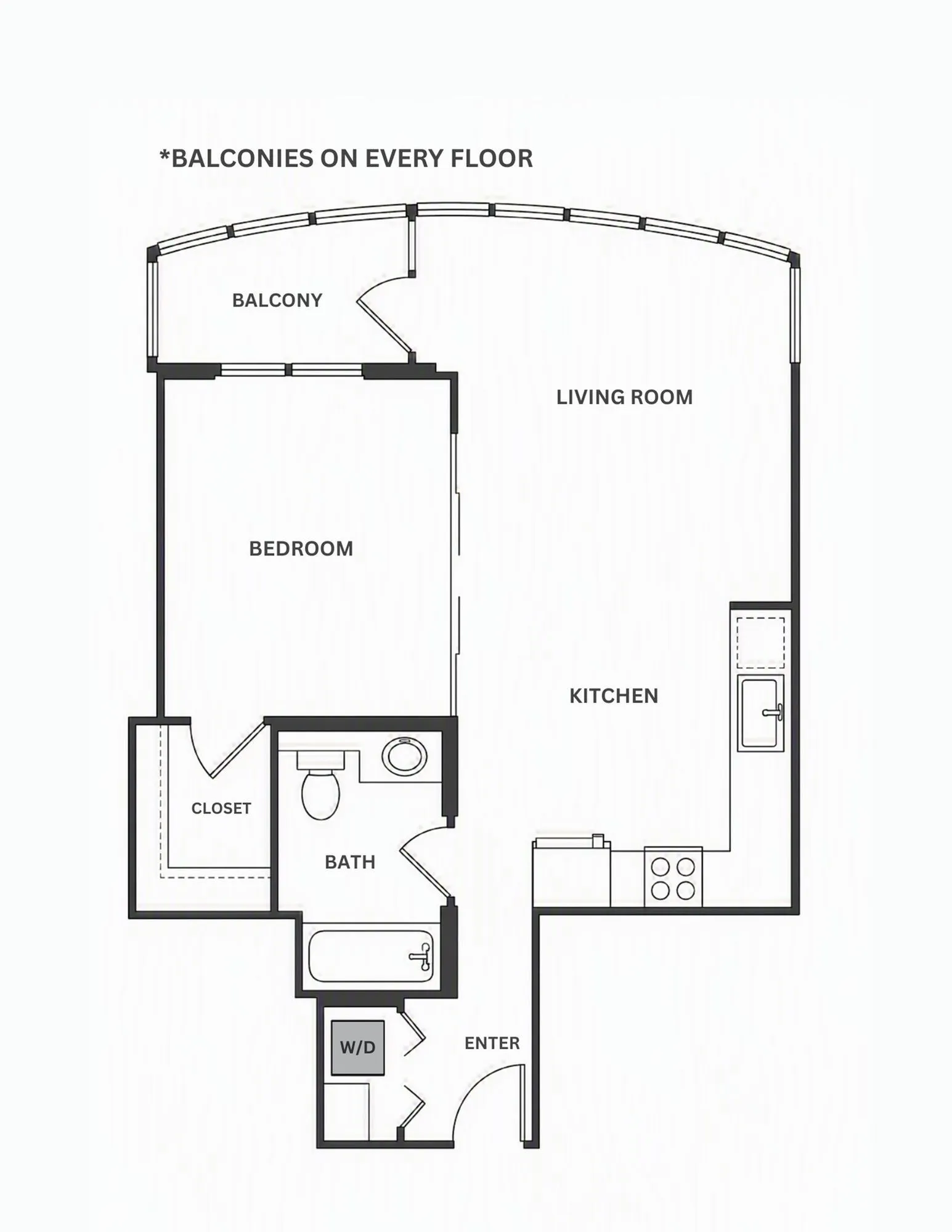 Plan 8 | 1 bed 1 bath | from 609 square feet