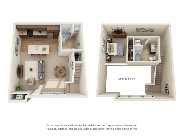 TH1R | 1 bed 2 bath | from 985 square feet