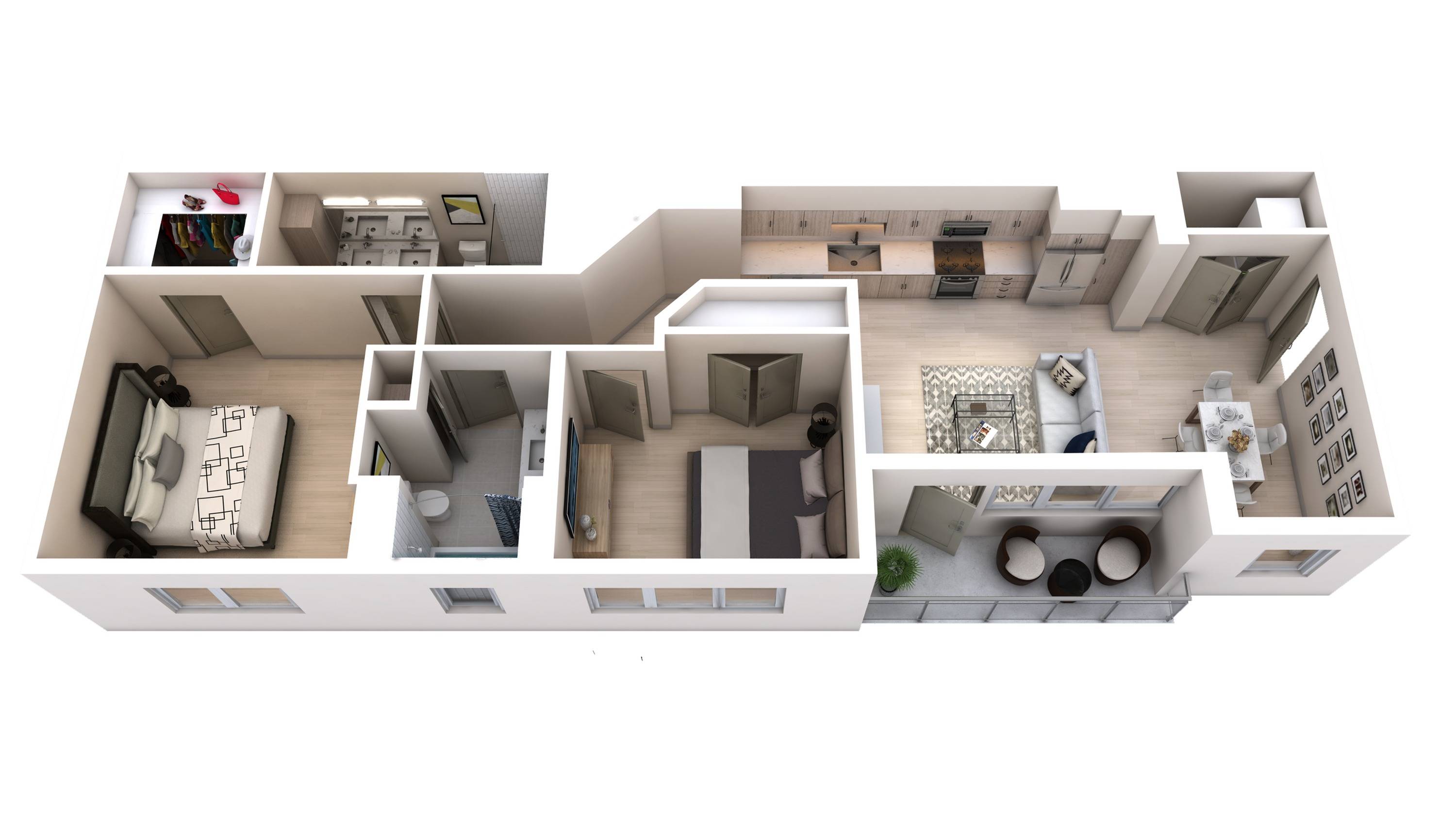 Two Bedroom Two Bath (1,030)