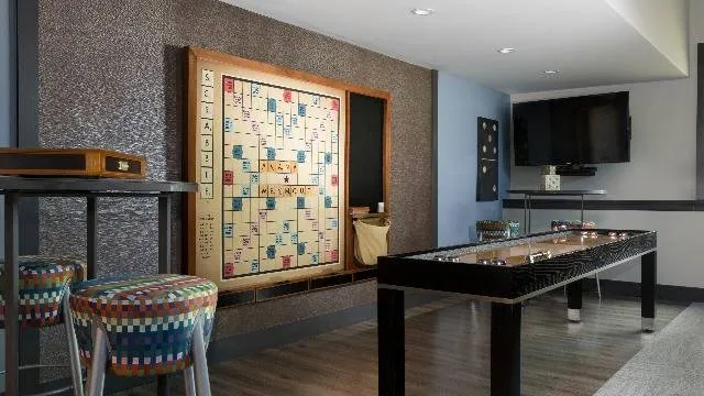 Wall-mounted scrabble in game room