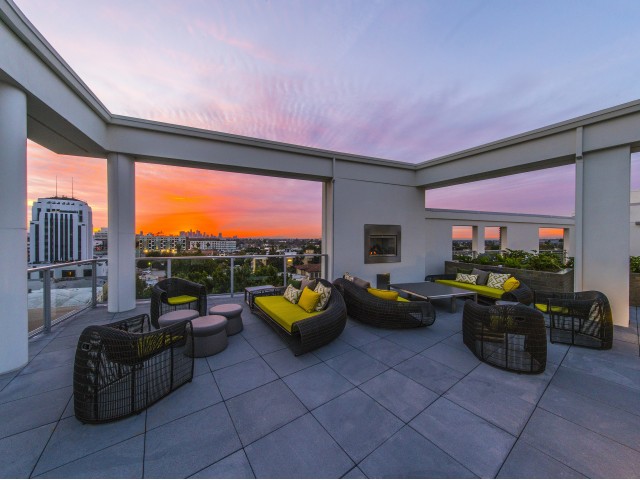 Image of Rooftop Deck with Fireplace and Panoramic Views for Desmond at Wilshire