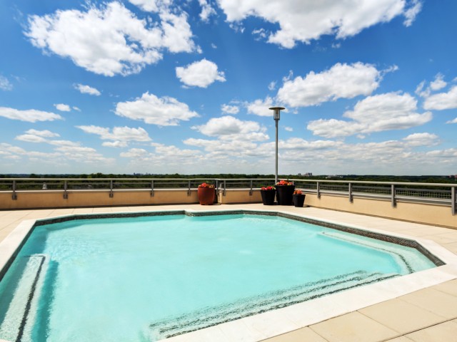 spacious resort style pool with stunning views of silver spring