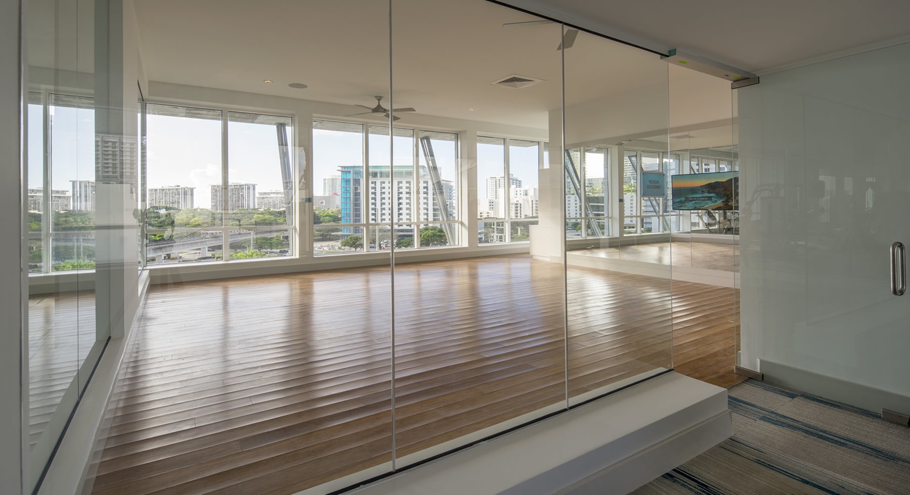 Fitness studio with Downtown Miami views