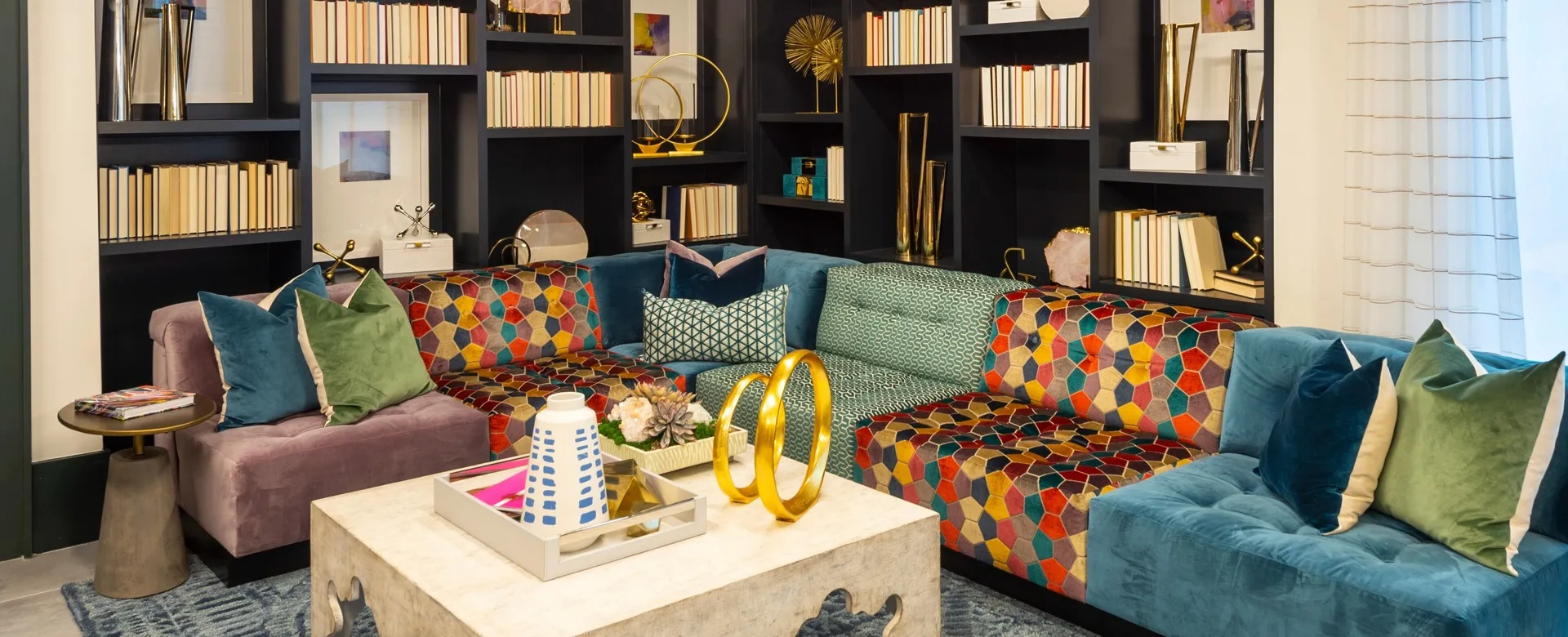 Private co-working suites with large seating and library
