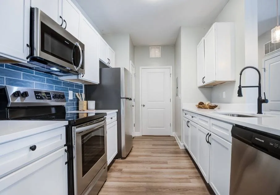 Kitchen with white cabinets