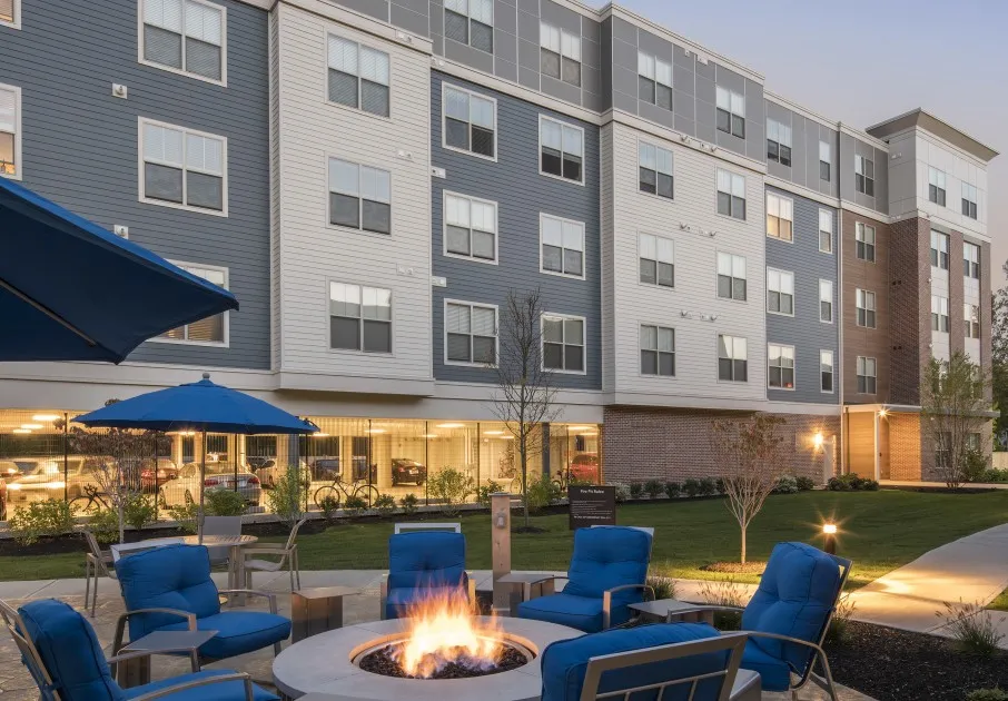 Fire pit in courtyard