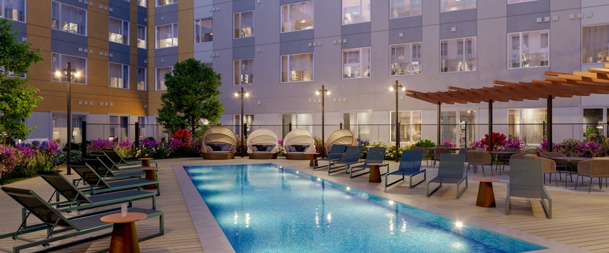 Exterior of Mason and pool