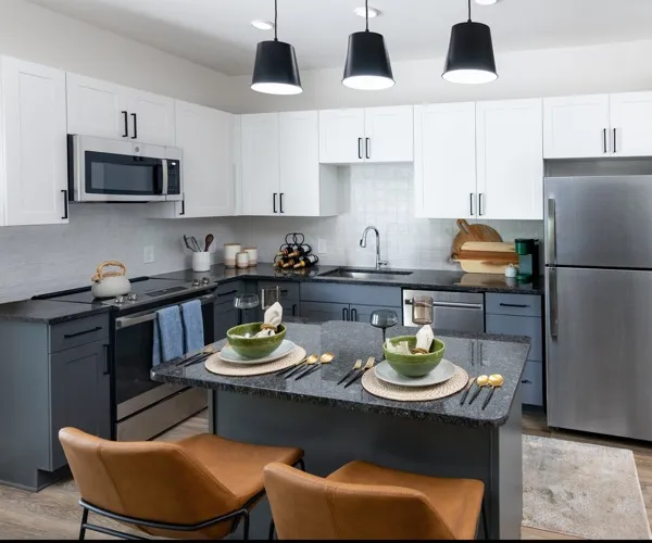 Modern kitchen with dual tone cabinetry