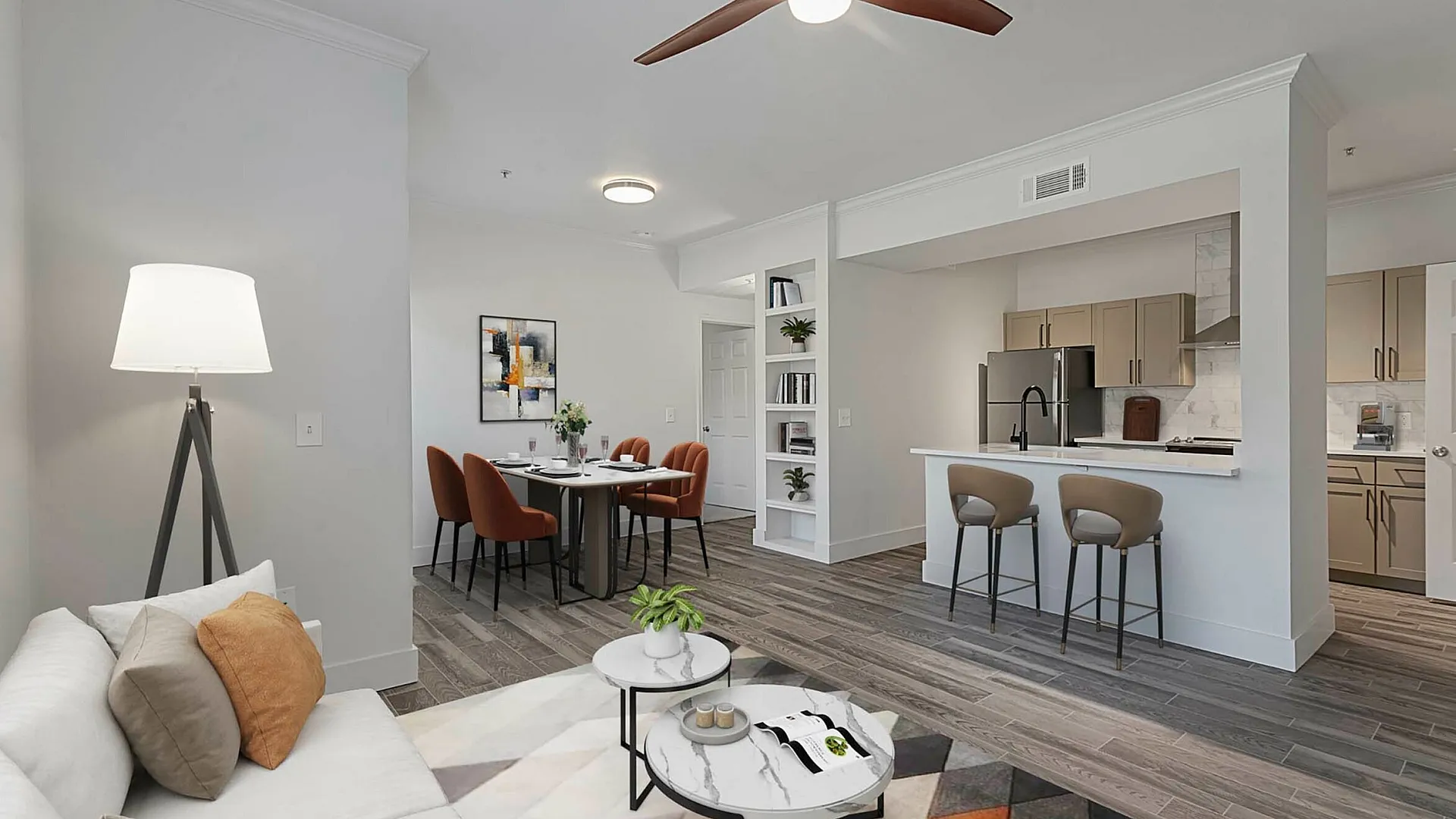 Living room and kitchen
