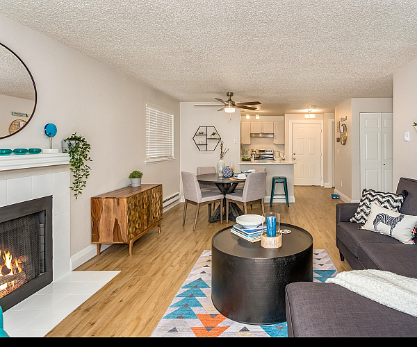 living room with fireplace
