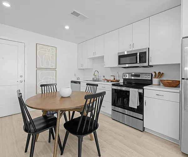 Kitchen with stainless steel appliances