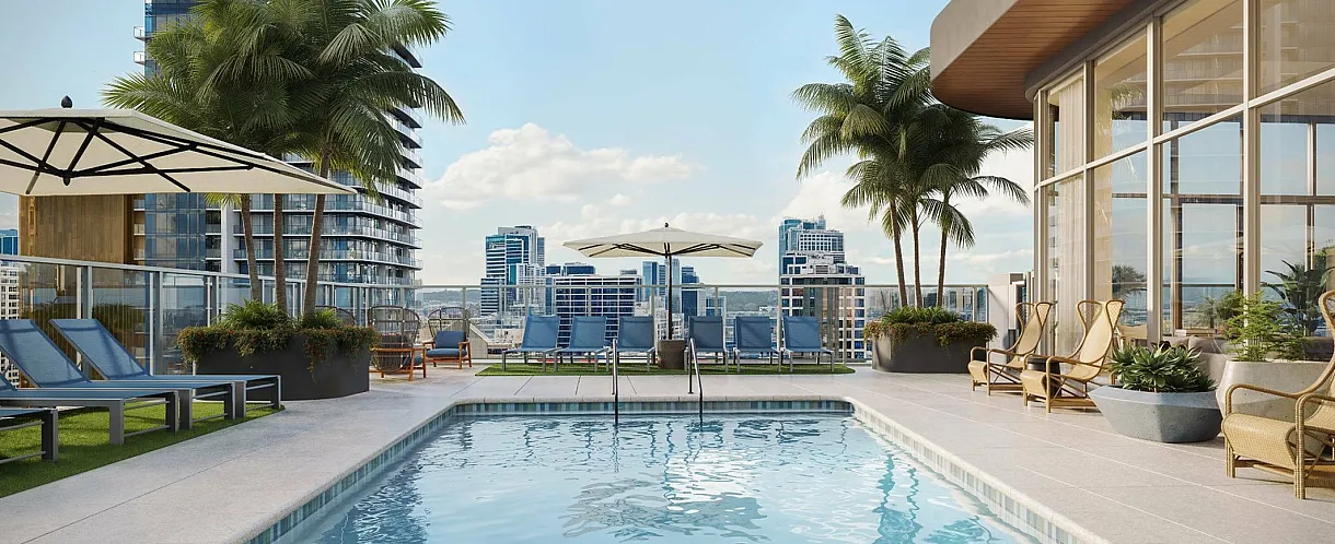 Pool view on rooftop