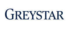 Modern GREYSTAR logo in bold blue font, representing innovative property management.