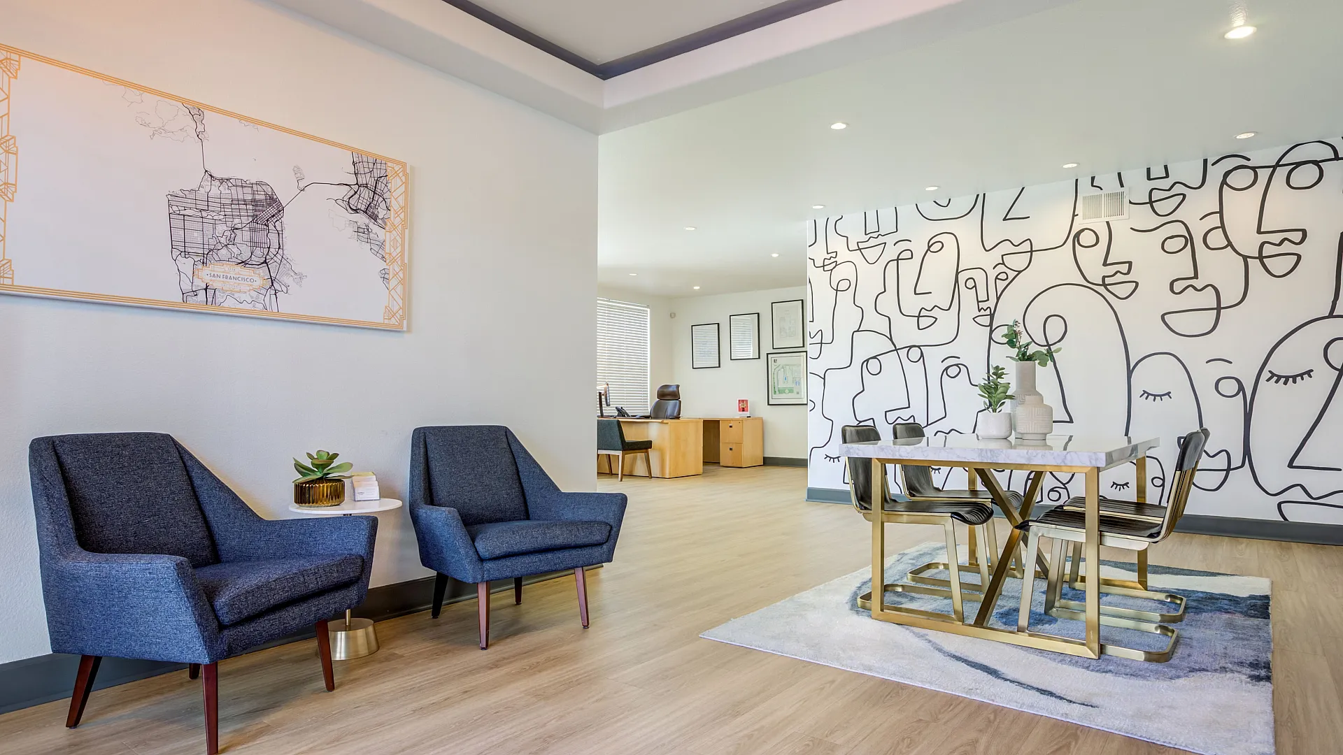 leasing lobby and coworking