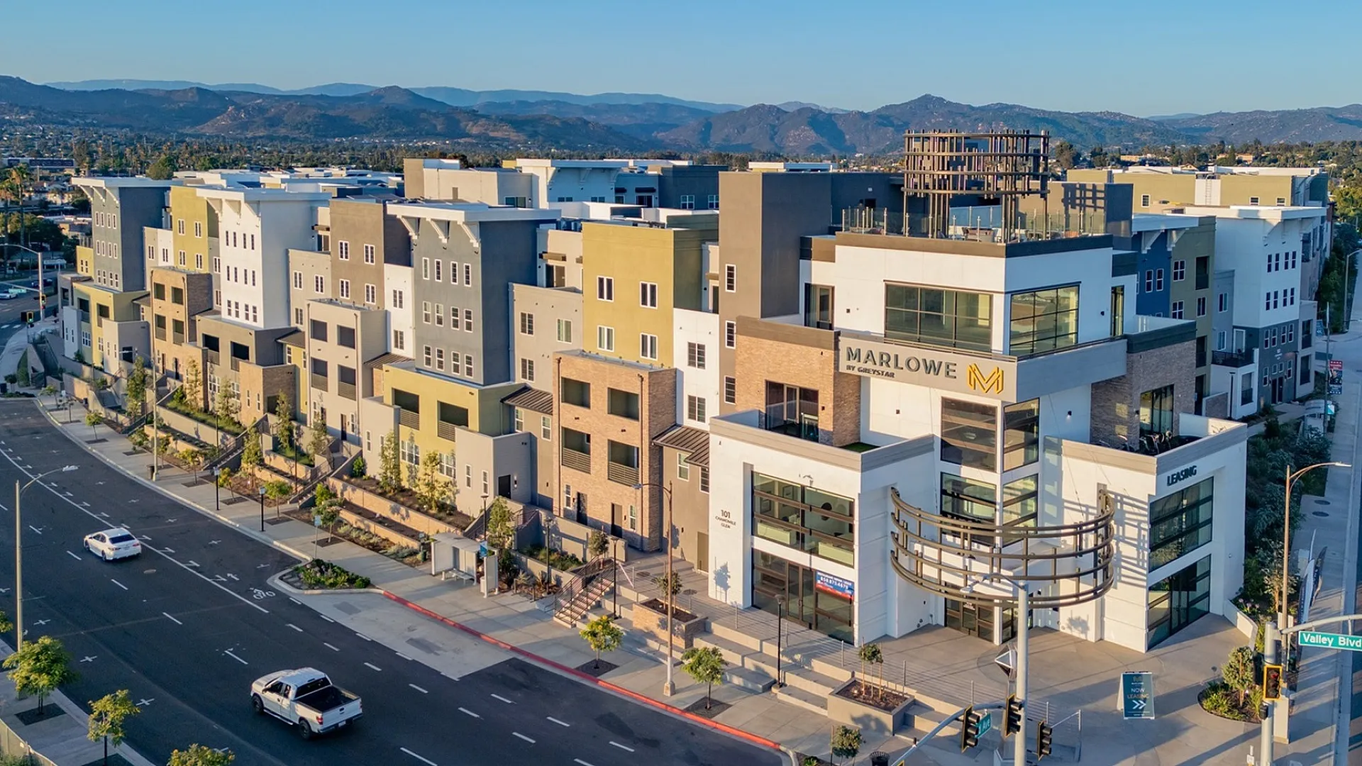 Exterior view of Marlowe Palomar Heights Escondido apartments.