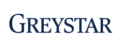 Elegant Greystar logo in dark blue font, symbolizing excellence in real estate.
