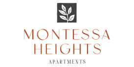 Elegant Montessa Heights Apartments logo featuring a stylish leaf motif.