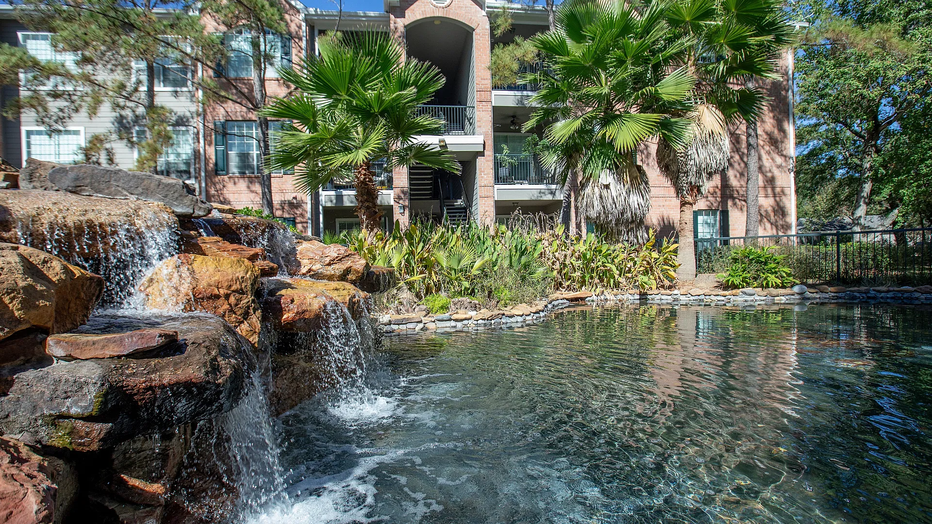 crystal pond with waterfall
