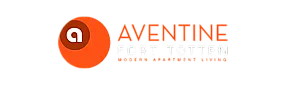 Aventine Fort Totten logo with modern orange design, representing urban living spaces.
