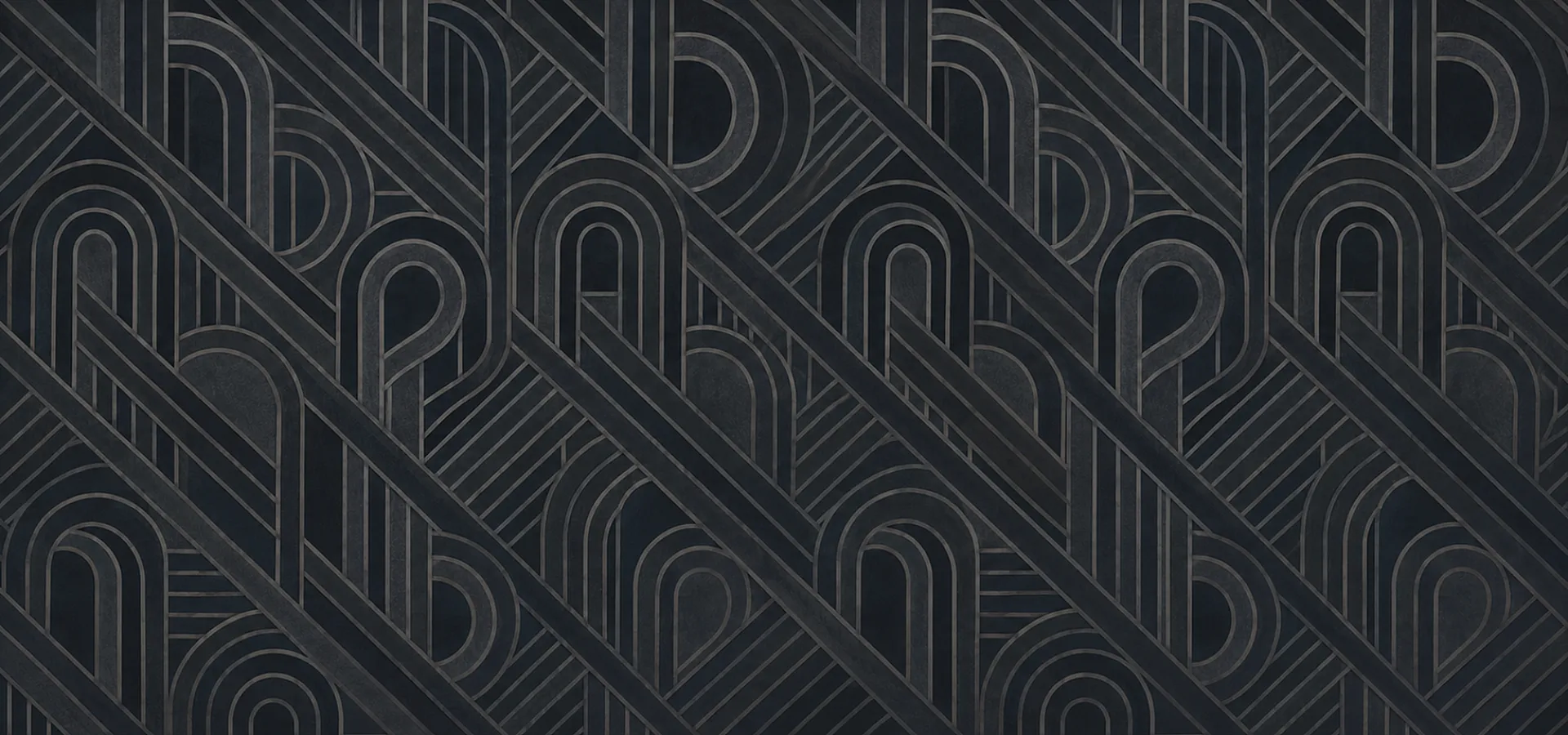 Elegant geometric pattern with dark, sleek lines forming intricate arcs and angles, exuding a modern and sophisticated aesthetic.
