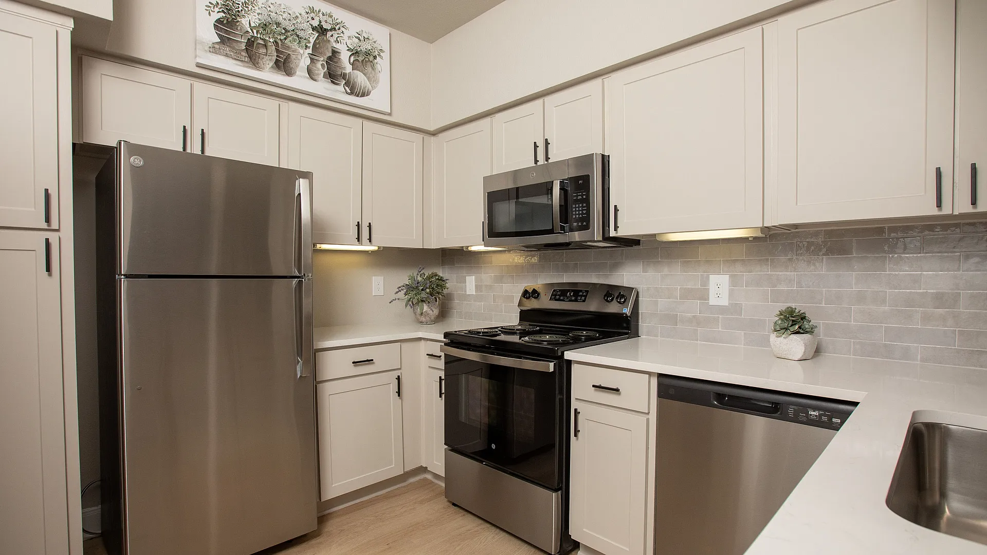 Updated kitchen with stainless steel appliances