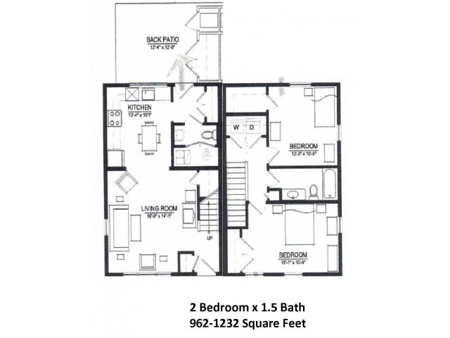 2 Bedroom 1.5 Bath