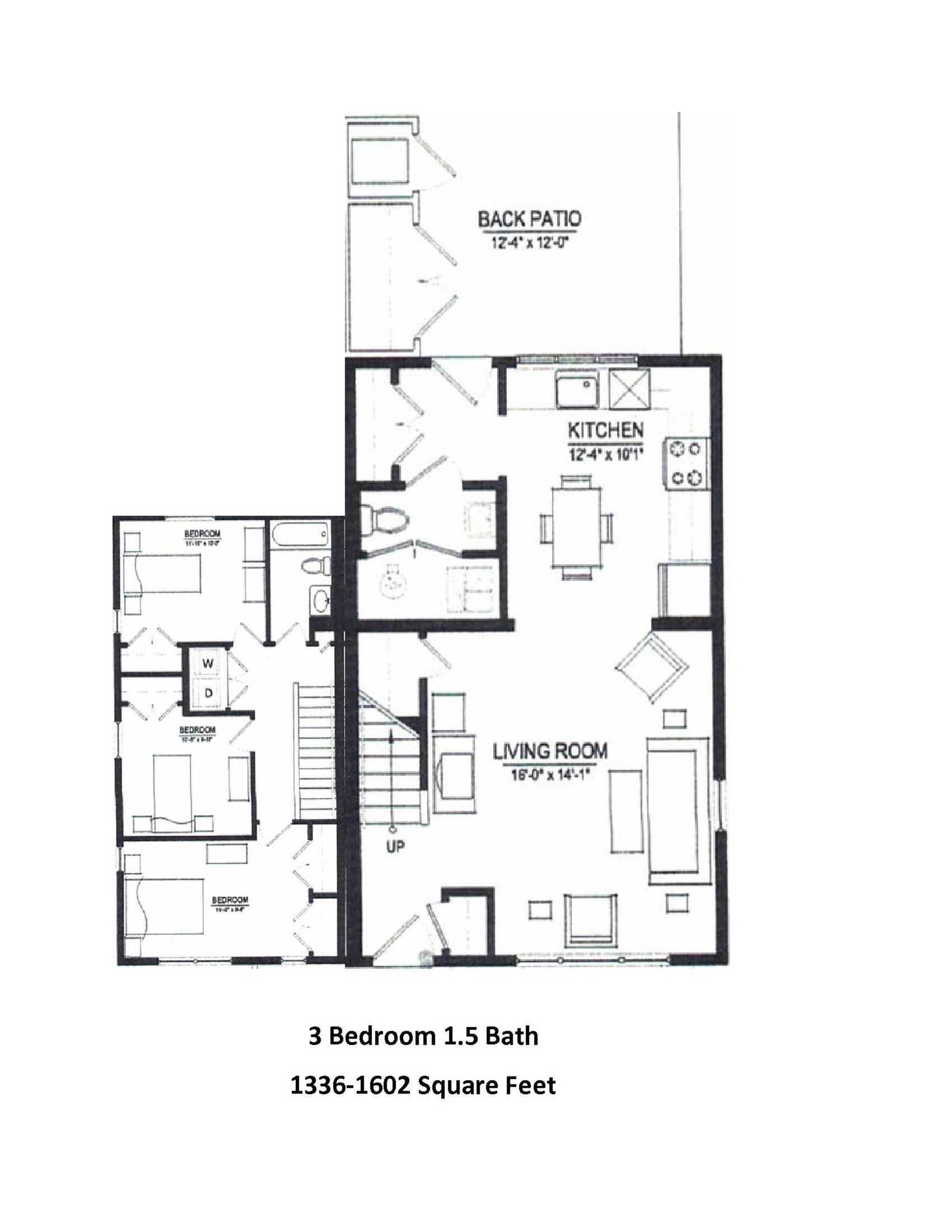 3 Bedroom 1.5 Bath