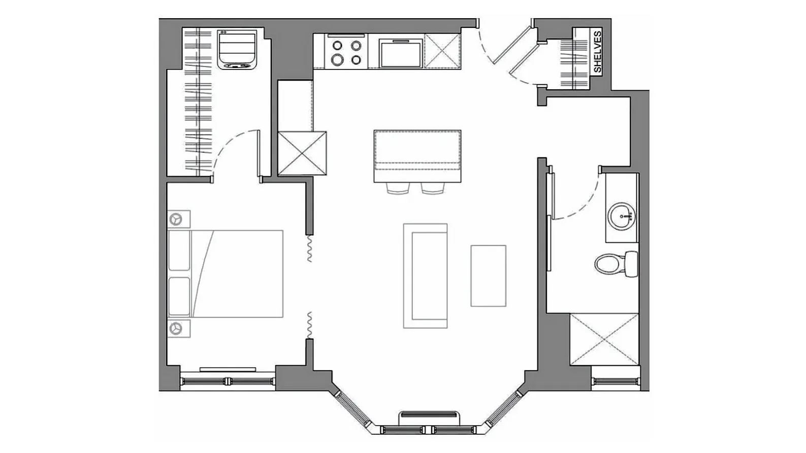 One Bedroom with Island