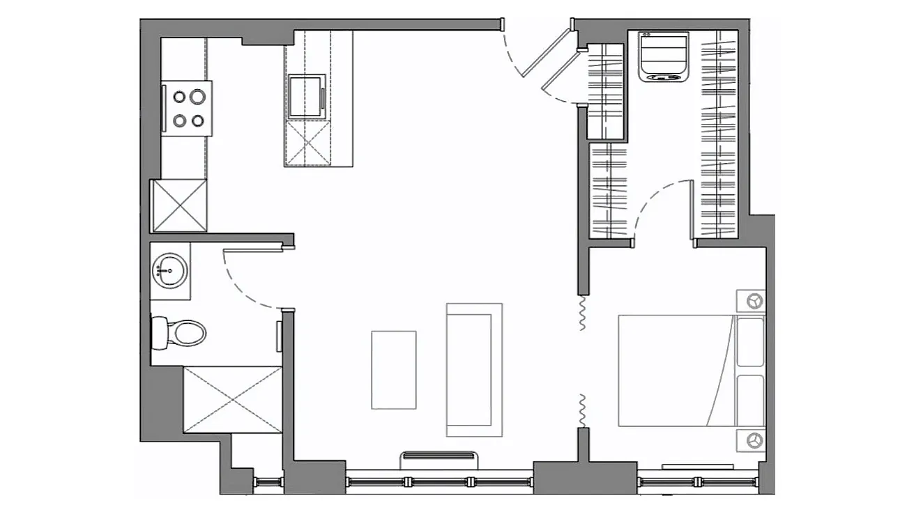 Sm One Bedroom with Island