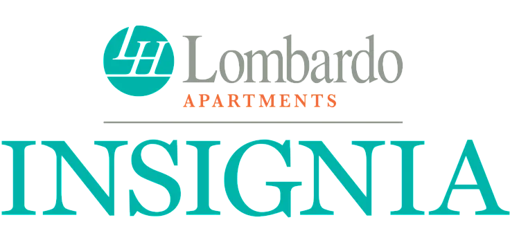 Modern logo for Lombardo Apartments Insignia with elegant typography and striking colors.