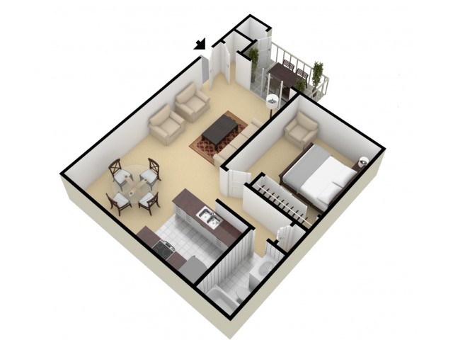 1 Bedroom 1 Bath with Washer/Dryer