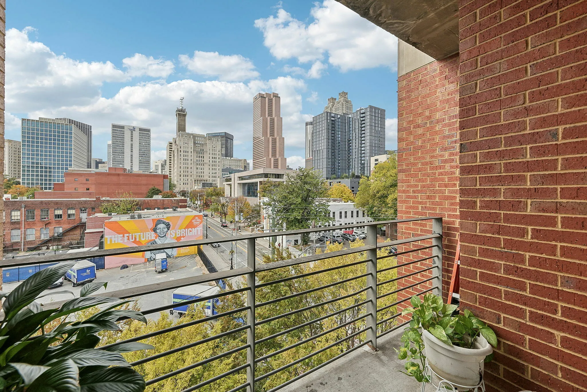Private balcony with downtown Atlanta skyline views