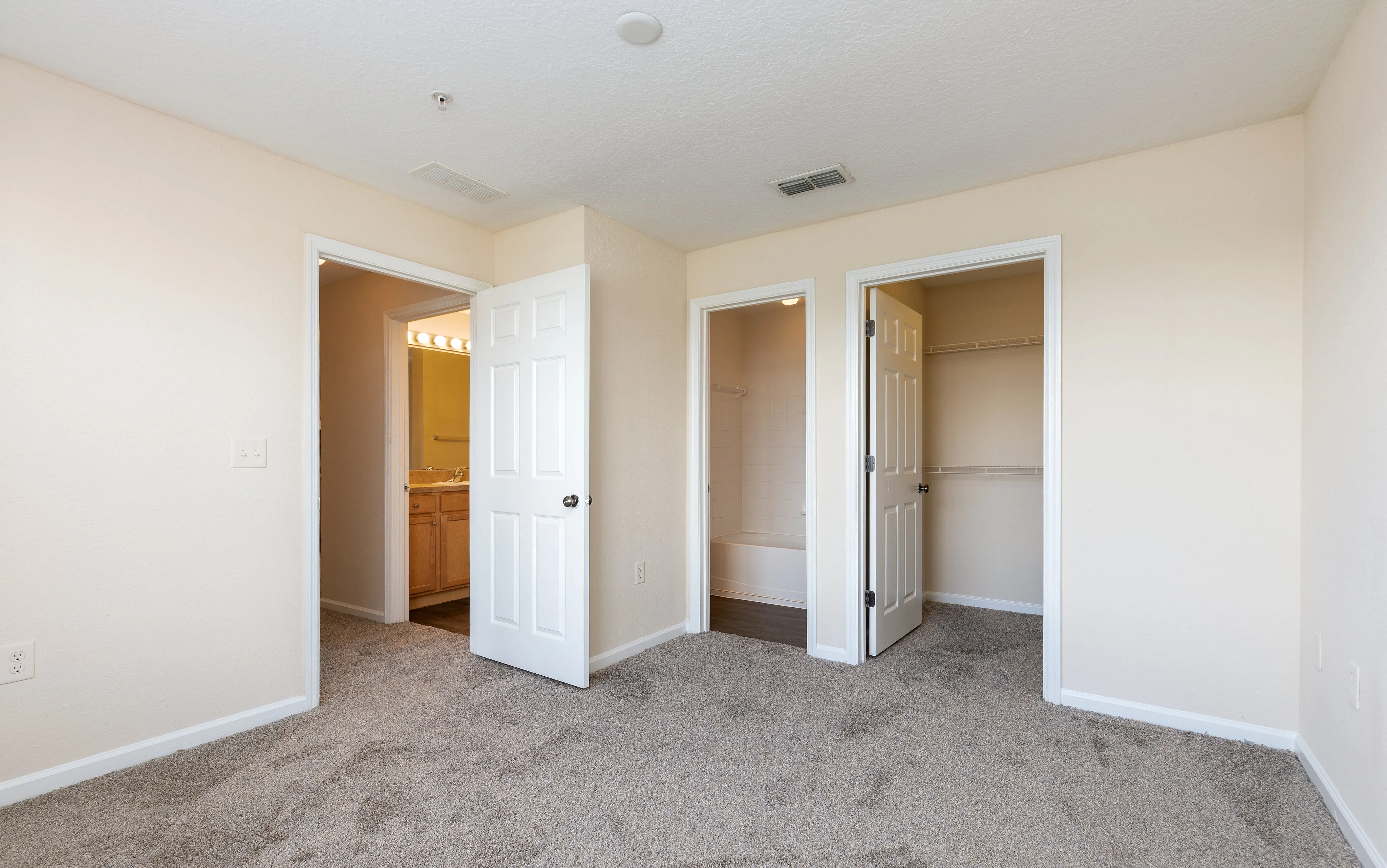 Primary bedroom with ensuite bath and walk-in closet.