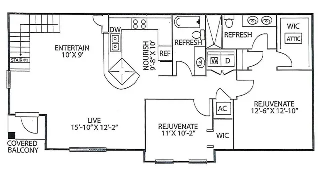 2/2 floor plan sketch