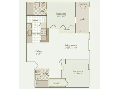 Park at Countryside - Parkside two-bedroom floor plan