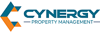 Modern logo for Cynergy Property Management featuring sleek geometric design in blue and orange.
