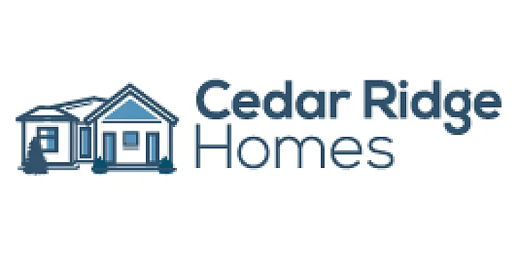 Elegant Cedar Ridge Homes logo with a stylized house illustration and modern font.