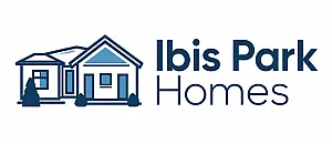 Stylized logo of Ibis Park Homes featuring a charming home icon with a modern design.