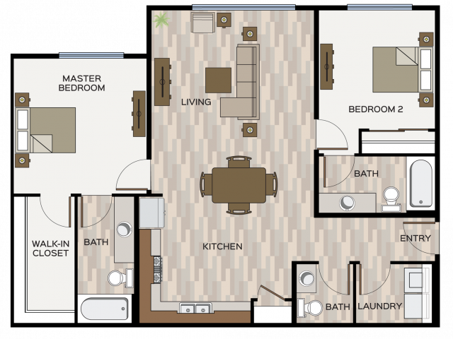 Floorplan 2 Bedroom 2 1/2 Bathroom Upper Floor